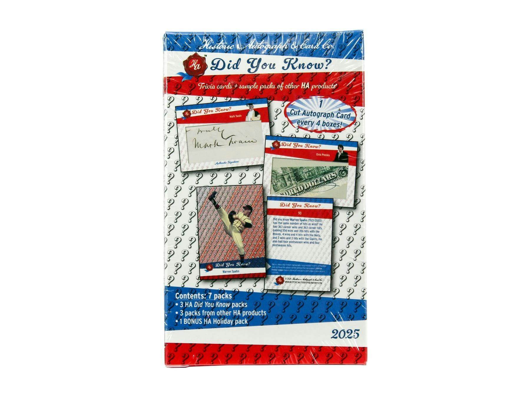 ME-25HAMDIDYOUKNOW-HB1 Did You Know? Hobby Box (Historic Autographs 2025) - Image 1
