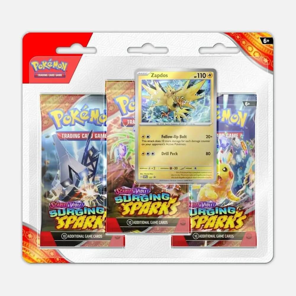 TM-POKSVSS3P-BL1 Pokemon TCG: Scarlet & Violet (SV8) Surging Sparks 3-Pack Blister - Image 1