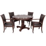 Hathaway Bridgeport 48-in Poker Table and Dining Top with 4 Arm Chairs – Walnut Finish BG2348W