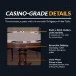 Hathaway Bridgeport 48-in Poker Table and Dining Top with 4 Arm Chairs – Walnut Finish BG2348W - Image 4