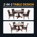 Hathaway Bridgeport 48-in Poker Table and Dining Top with 4 Arm Chairs – Walnut Finish BG2348W - Image 2