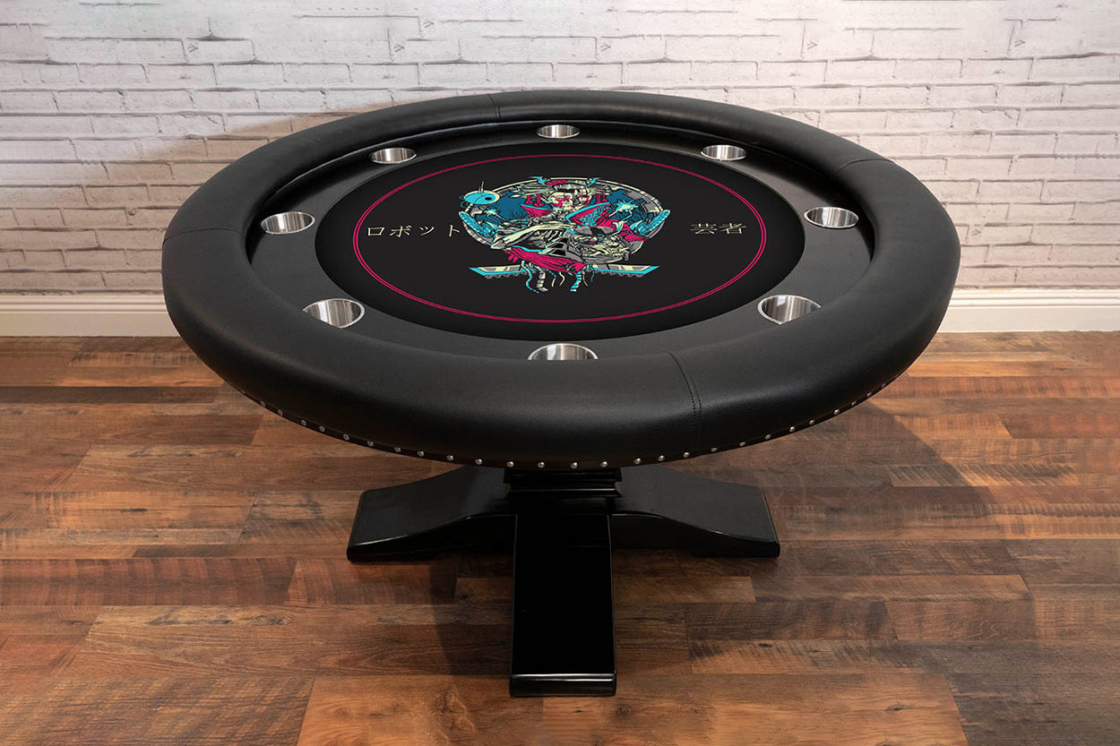 For-GinzA BBO Poker Tables Ginza LED Black Round Poker Table - Image 1