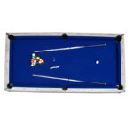Hathaway Logan 7-ft Pool Table Combo Set with Benches – Rustic Gray with Blue Felt BG50348 - Image 2